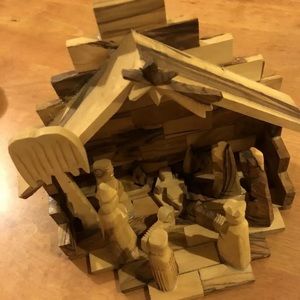 NEW Nativity Set Crèche Hardwood Handmade 1 Piece Holy Family Wise Men Parquet